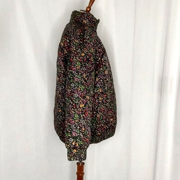 FARM RIO Puffer Jacket M Reversible Borogodo Metallic Floral Tropical Winter - Picture 12 of 15